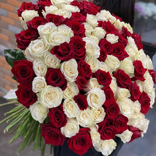 White and Red Roses Bouquet