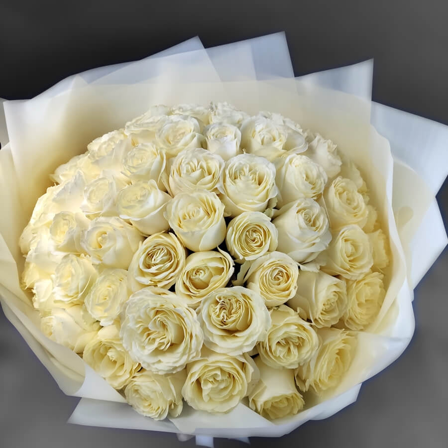 White Garden Roses Bouquet Miami