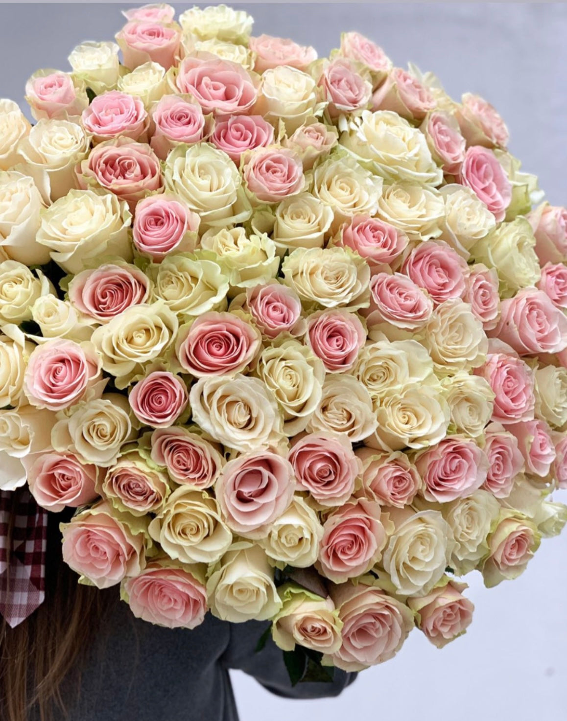 White and Pink Roses Bouquet